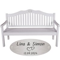 Hochzeit Bank mit Gravur-Schild zB Herzen (Namen/Datum),...