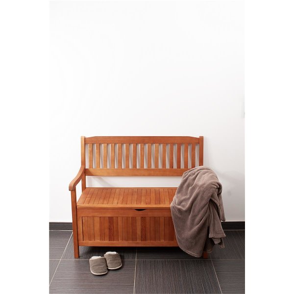 Bank mit Staufach 2-Sitzer Holz-Bank Houston Truhenbank 107cm