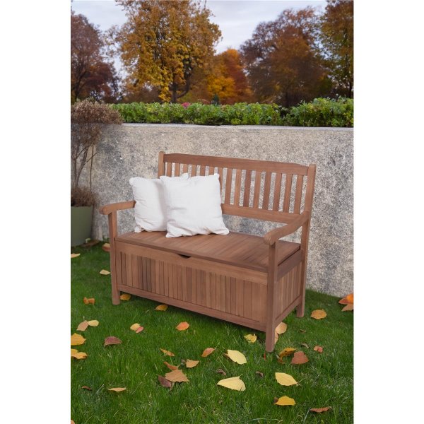 Bank mit Staufach 2-Sitzer Holz-Bank Houston Truhenbank 107cm