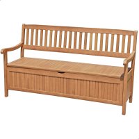 Bank mit Staufach 3-Sitzer Holz-Bank Houston Truhenbank...