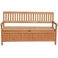 Bank mit Staufach 3-Sitzer Holz-Bank Houston Truhenbank...