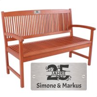 Silber Hochzeit Bank mit Gravur-Schild zB Zahl (Namen),...