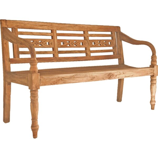 Bank Moyo 3-Sitzer Holz-Bank 150cm Mahagoni Gartenbank natur-antik
