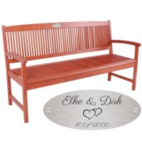 Silber Hochzeit Bank mit Gravur-Schild zB Herzen...