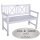 Bank zur Hochzeit mit Gravur-Schild zB Herzen (Namen/Datum), 2-Sitzer Gartenbank Malmö Holz weiß, Edelstahlschild personalisiert, Geschenk zum Hochzeitstag