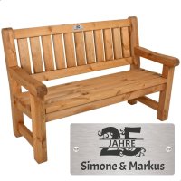 Silber Hochzeit Bank mit Gravur-Schild zB Zahl (Namen),...