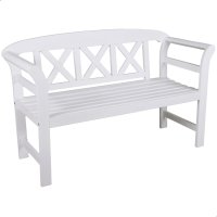 Gartenbank Vancouver 2-Sitzer Holz-Bank 128cm weiß