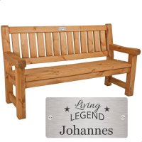 Bank zum Ruhestand mit Gravur-Schild zB Living legend...