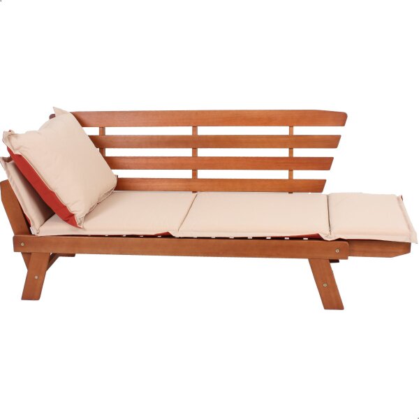 Hochzeitsbank mit Gravur-Schild zB Herz Schweif (Namen), Klappbank Fortuna 2-Sitzer Holz-Bank 162cm inkl. Auflage, Edelstahlschild personalisiert, Geschenk zur Hochzeit