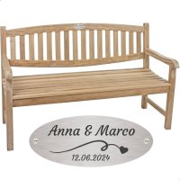 Silber Hochzeit Bank mit Gravur-Schild zB Herz Schweif...