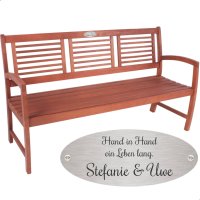 Silber Hochzeit Bank mit Gravur-Schild zB Wunschtext...