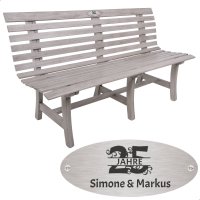 Silber Hochzeit Bank mit Gravur-Schild zB Zahl (Namen),...