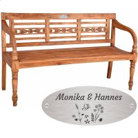 Goldene Hochzeit Bank mit Gravur-Schild zB Blumenwiese...