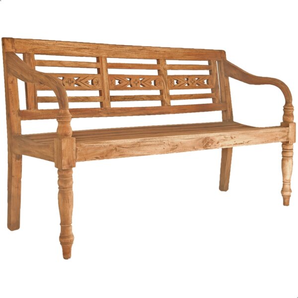 Bank zur Vermählung mit Gravur-Schild zB Herz Schweif (Namen), 3-Sitzer Holz-Bank Moyo natur-antik 150cm, Edelstahlschild personalisiert, Geschenk zur Hochzeit