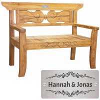 Hochzeit Bank mit Gravur-Schild zB Ornament (Namen),...