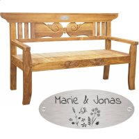 Bank zur Hochzeit mit Gravur-Schild zB Blumenwiese...