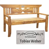 Rentnerbank mit Gravur-Schild zB Legende im Ruhestand...