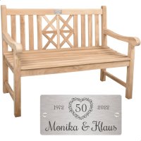 Bank zur Goldhochzeit mit Gravur-Schild zB Herz mit Zahl...