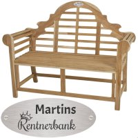Bank zur Rente mit Gravur-Schild zB Krone Rentnerbank...
