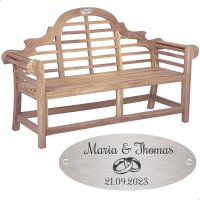 Silber Hochzeit Bank mit Gravur-Schild zB Ringe...