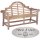 Hochzeitsbank mit Gravur-Schild zB Auto (Namen/Datum), 3-Sitzer Gartenbank Picadilli 166cm Teakholz, Edelstahlschild personalisiert, Geschenk zur Vermählung