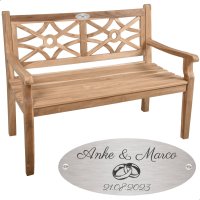 Silber Hochzeit Bank mit Gravur-Schild zB Ringe...