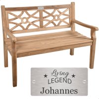 Bank zum Ruhestand mit Gravur-Schild zB Living legend...