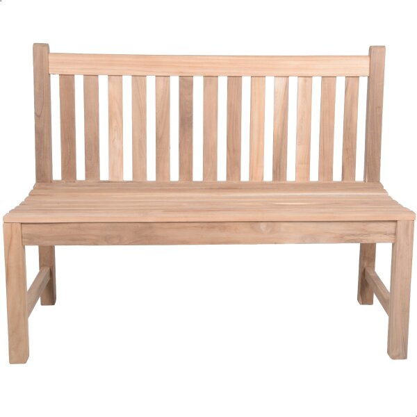 Bank zum Geburtstag mit Gravur-Schild zB Schmetterlinge (Namen), 2-Sitzer Gartenbank Solo 120cm Teakholz, Edelstahlschild personalisiert, Geschenk zum Jubiläum