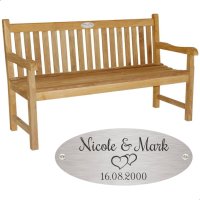 Silber Hochzeit Bank mit Gravur-Schild zB Herzen...