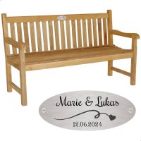 Hochzeit Bank mit Gravur-Schild zB Herz Schweif (Namen),...