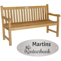 Bank zum Ruhestand mit Gravur-Schild zB Krone Rentnerbank...