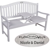 Silber Hochzeit Bank mit Gravur-Schild zB Ranken (Namen),...