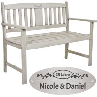Silber Hochzeit Bank mit Gravur-Schild zB Ranken (Namen),...