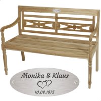 Goldene Hochzeit Bank mit Gravur-Schild zB  Herzen...