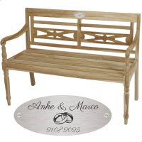 Silber Hochzeit Bank mit Gravur-Schild zB  Ringe...