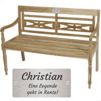 Bank zum Ruhestand mit Gravur-Schild zB  Wunschtext...