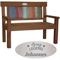 Bank zum Ruhestand mit Gravur-Schild zB  Living legend...