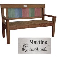 Bank zum Ruhestand mit Gravur-Schild zB Krone Rentnerbank...