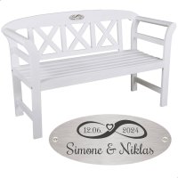 Bank zur Hochzeit mit Gravur-Schild zB Unendlichkeit...