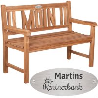 Bank zum Ruhestand mit Gravur-Schild zB Krone Rentnerbank...