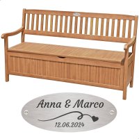 Silber Hochzeit Bank mit Gravur-Schild zB Herz Schweif...