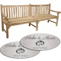 Silber Hochzeit Bank mit Gravur-Schild zB Ringe...