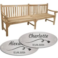 Hochzeit Bank mit Gravur-Schild zB Herz Schweif (Namen),...